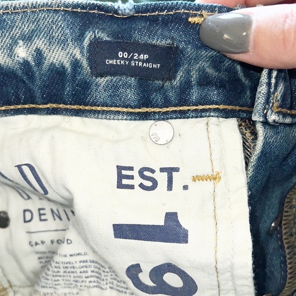 Gap Denim Cheeky Straight Destressed Destroyed Button Fly Jeans - Picture 9 of 13